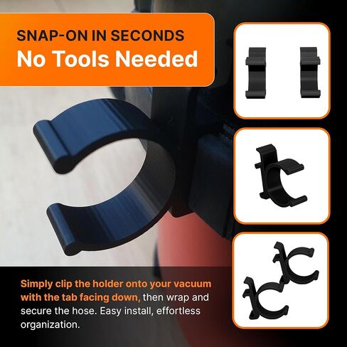 SPLASHNCOLOR HOSE HOSE & VACUUM CLEANER STORAGE CLIP لهنري وجورج وجيمس وتشارلز الفراغ - مقاطع خرطوم شاقة - إكسسوارات الفراغ - يحمل خرطومًا آمنًا في مكانه - ABS - أسود (2 عبوة) in Saudi Arabia