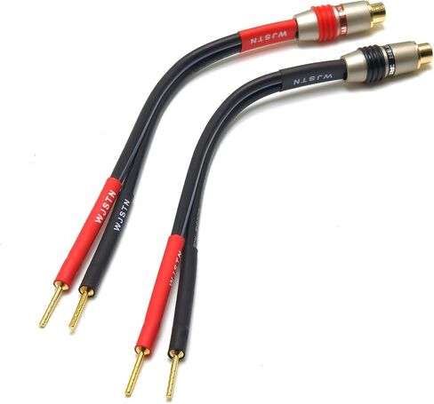 WJSTN RCA Female to 2 Pair Banana (4mm Banana) Plugs Adapter, 12AWG Speaker Audio Cable 2 Pack (6in) in Saudi Arabia