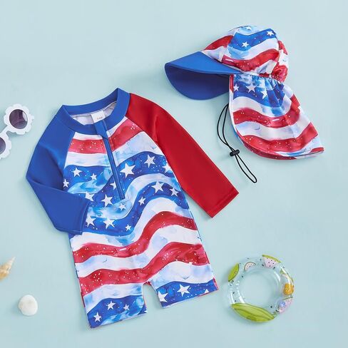 Nyapruwe Baby/Toddler Boys One Piece Swimsuit Summer Long Sleeve Zipper Bathing Suit Infant Beach Rash Guard Swimwear in Saudi Arabia
