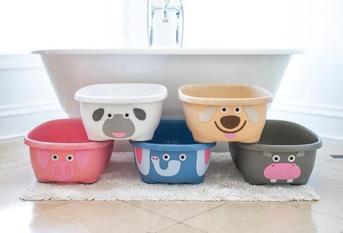 Prince Lionheart TUBIMAL Infant and Toddler Bath Tub - PIG | Tub Becomes a Storage Bin | Include a Stackable Lid and Infant Mesh Hammock | Innovative Outside Drain Plug | Perfect Bin for Toy Storage in Saudi Arabia