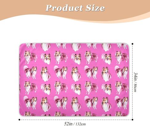 Shetland Sheepdog Dogs Hot Pink Extra Resable Devable Covers Cover Covers Bait Bight Usporbent Diaper Diaper Pad Plate Plateable Liners للأطفال الصغار ، 52 "L x 34" W in Kuwait