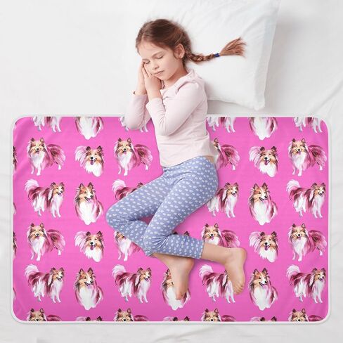 Shetland Sheepdog Dogs Hot Pink Extra Resable Devable Covers Cover Covers Bait Bight Usporbent Diaper Diaper Pad Plate Plateable Liners للأطفال الصغار ، 52 "L x 34" W in Kuwait