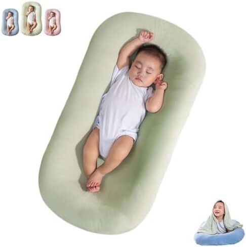 Baby Lounger Pillow, Baby Lounger for Newborn, Soft Organic Cotton Breathable Infant Lounger Nest for Baby in Bed & Sofa (Pink,29.5 * 19.3in) in Saudi Arabia
