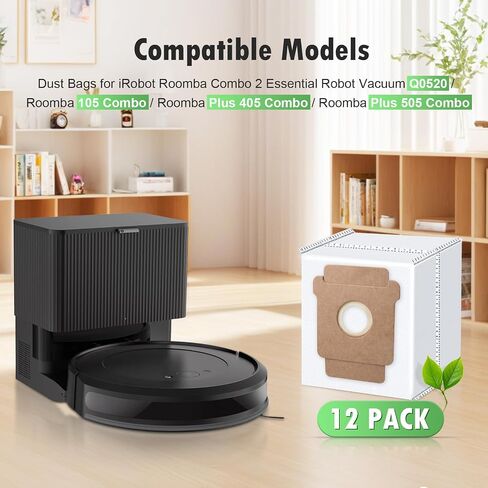 12 عبوة Q0520 حقيبة غبار بديلة متوافقة مع Irobot Roomba 2 robot Q052 ، 105 التحرير والسرد ، بالإضافة إلى 405 ، بالإضافة إلى 505 Combo Vacuum Cleaner ، Roomba Vacuum Facs Accessories in Kuwait