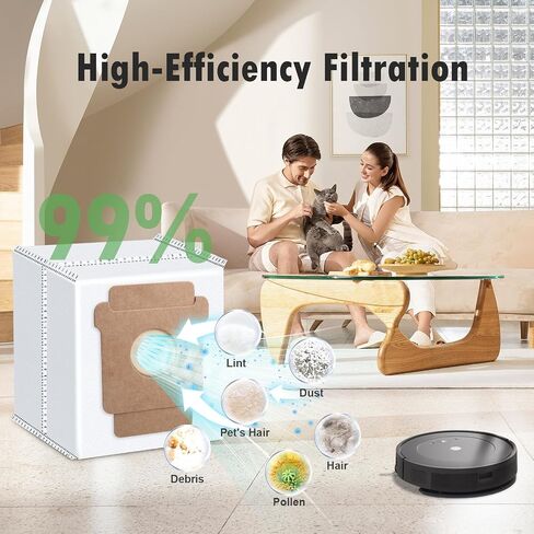 12 عبوة Q0520 حقيبة غبار بديلة متوافقة مع Irobot Roomba 2 robot Q052 ، 105 التحرير والسرد ، بالإضافة إلى 405 ، بالإضافة إلى 505 Combo Vacuum Cleaner ، Roomba Vacuum Facs Accessories in Kuwait