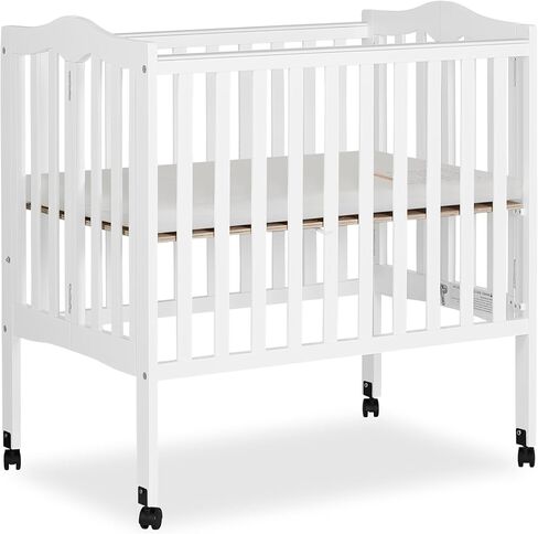 Dream On Me 2-In-1 Lightweight Folding Portable Stationary Side Crib In White, Greenguard Gold Certified, Baby Crib To Playpen, Folds Flat For Storage, Locking Wheels in Kuwait