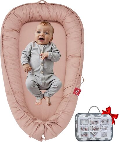 Baby Lounger, Infant Lounger for Newborn, Baby Nest Lounger, Portable Baby Bed, Co Sleeper Bassinet, Baby Girl Boy Shower Gift Essentials, Soft Breathable Baby Floor Seat Lounger (Grey) in Saudi Arabia