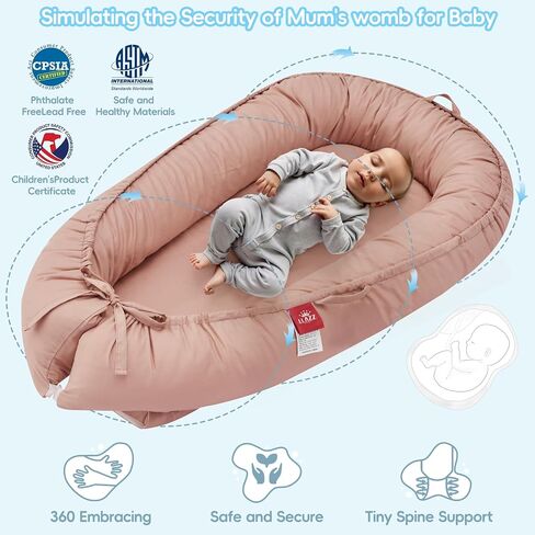 Baby Lounger, Infant Lounger for Newborn, Baby Nest Lounger, Portable Baby Bed, Co Sleeper Bassinet, Baby Girl Boy Shower Gift Essentials, Soft Breathable Baby Floor Seat Lounger (Grey) in Saudi Arabia