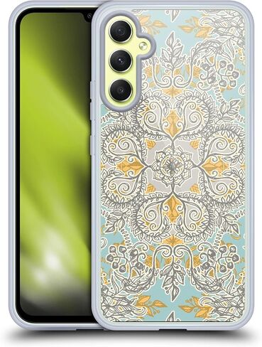 Head Case Designs Officially Licensed Micklyn Le Feuvre Mint Green and Aqua Floral Patterns Soft Gel Case [Military Grade Protection] Compatible with Samsung Galaxy A34 5G in Saudi Arabia