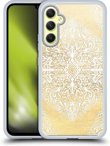 Head Case Designs Officially Licensed Micklyn Le Feuvre Mint Green and Aqua Floral Patterns Soft Gel Case [Military Grade Protection] Compatible with Samsung Galaxy A34 5G in Saudi Arabia
