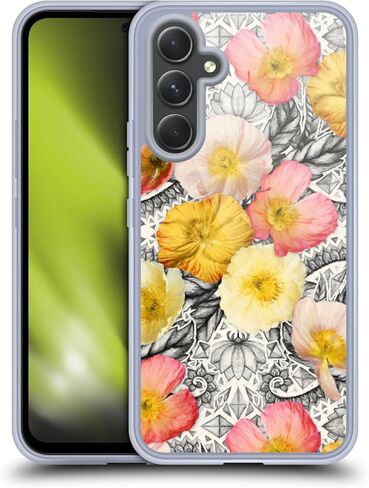 Head Case Designs Officially Licensed Micklyn Le Feuvre Evening Proteas Pink On Charcoal Florals 2 Gel Case [Military Grade Protection] Compatible with Samsung Galaxy A54 5G in Kuwait