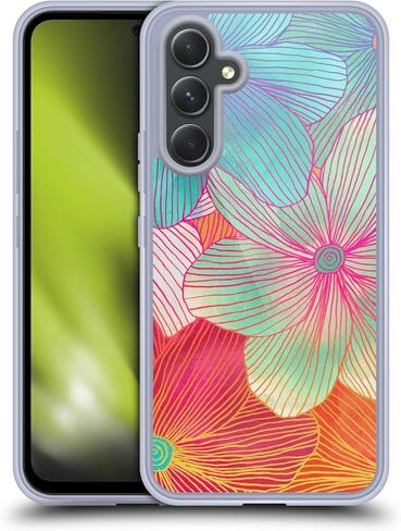 Head Case Designs Officially Licensed Micklyn Le Feuvre Evening Proteas Pink On Charcoal Florals 2 Gel Case [Military Grade Protection] Compatible with Samsung Galaxy A54 5G in Kuwait