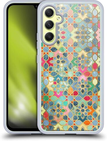 Head Case Designs Officially Licensed Micklyn Le Feuvre Hot Pink and Orange Moroccan Soft Gel Case [Military Grade Protection] Compatible with Samsung Galaxy A34 5G in Saudi Arabia