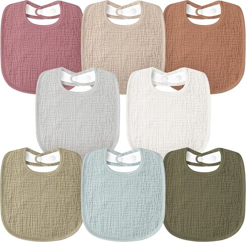Susurration Muslin Baby Bibs 8 Pack Bandana Drool Bibs, Soft Square Adjustable Baby Drooling Bibs for Unisex Girls & Boys in Kuwait