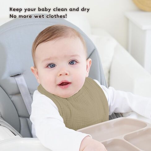 Susurration Muslin Baby Bibs 8 Pack Bandana Drool Bibs, Soft Square Adjustable Baby Drooling Bibs for Unisex Girls & Boys in Kuwait