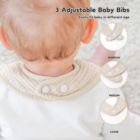 Susurration Muslin Baby Bibs 8 Pack Bandana Drool Bibs, Soft Square Adjustable Baby Drooling Bibs for Unisex Girls & Boys in Kuwait