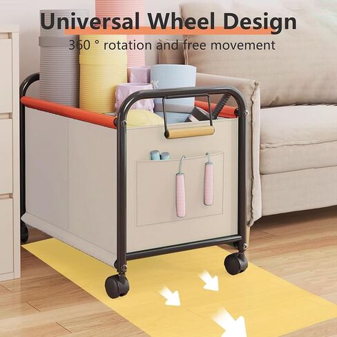 Children's toy Organizer With Wheels for Bedrooms, toy Rooms, Playrooms can hold toys, Books, Clothes, Snacks with 360° Steering Wheels Metal and Oxford Cloth toy Boxes（Green Medium size） in Kuwait