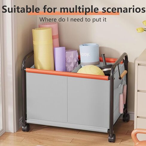 Children's toy Organizer With Wheels for Bedrooms, toy Rooms, Playrooms can hold toys, Books, Clothes, Snacks with 360° Steering Wheels Metal and Oxford Cloth toy Boxes（Green Medium size） in Kuwait