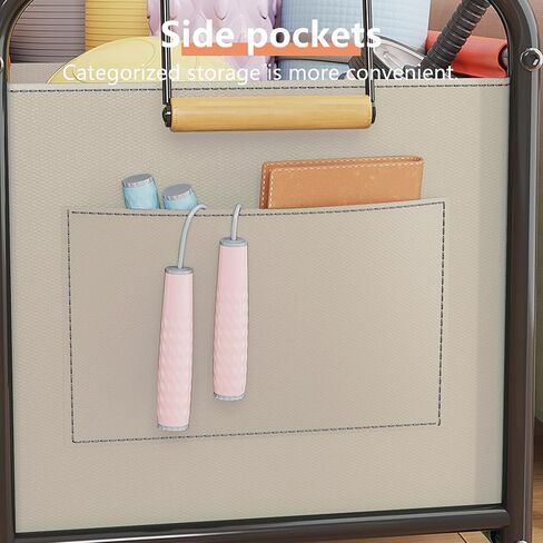 Children's toy Organizer With Wheels for Bedrooms, toy Rooms, Playrooms can hold toys, Books, Clothes, Snacks with 360° Steering Wheels Metal and Oxford Cloth toy Boxes（Green Medium size） in Kuwait