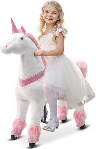 Ride on Unicorn on Toys, Unicorn Ride on for Girls 7 to Adult, Ride on Unicorn Toys, Unicorn Rider Mechanical Walking Action Plush Animal, No Battery or Electricity,Max Load 187 LBS - Purple in Kuwait