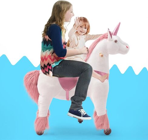 Ride on Unicorn on Toys, Unicorn Ride on for Girls 7 to Adult, Ride on Unicorn Toys, Unicorn Rider Mechanical Walking Action Plush Animal, No Battery or Electricity,Max Load 187 LBS - Purple in Kuwait