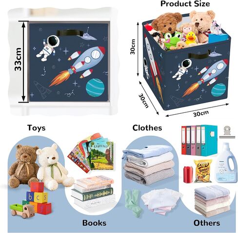 Clastyle 11.8" Space Storage Basket Set of 3 for Kid Boy Toy Clothes Bin | Collapsible Fabric Book Bin, Metal Frame Bottom Board, Cube Organizer, Closet Nursery Pantry Shelf Bedroom, Solar System in Saudi Arabia