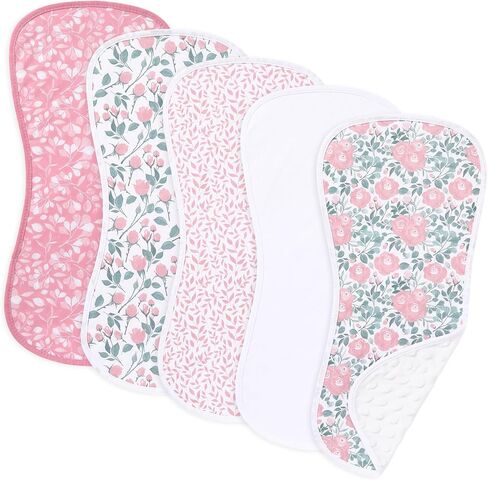 5 Pack Baby Soft and Absorbent Unisex Burp Cloths (Pink-hh) in Saudi Arabia