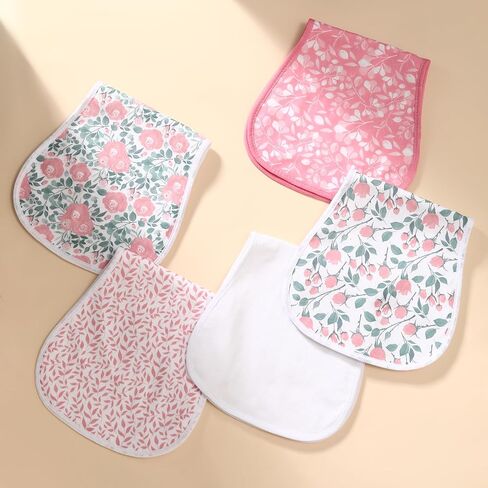5 Pack Baby Soft and Absorbent Unisex Burp Cloths (Pink-hh) in Saudi Arabia