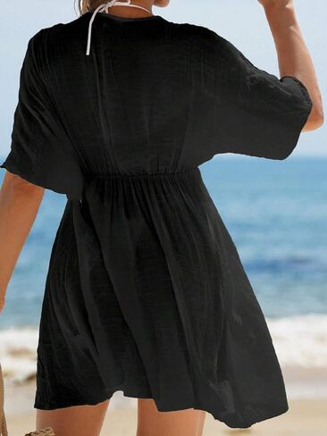 swimsuit coverup for women Sleeve Summer Outfits Contrast Lace Cover Up Dress in Saudi Arabia