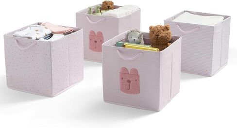 Delta Children Gap babyGap 4-Pack Brannan Bear Fabric Storage Bins with Handles, Pink in Saudi Arabia
