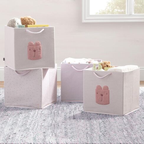 Delta Children Gap babyGap 4-Pack Brannan Bear Fabric Storage Bins with Handles, Pink in Saudi Arabia