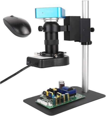 Microscope Kit HDMI USB Digital Video Monocular Microscope Camera 180X C-Mount Lens Microscope Lens Adapters(Stand B) in Kuwait