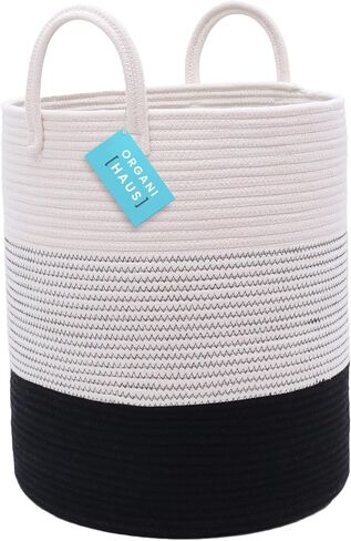 OrganiHaus Rainbow Toy Basket & Blanket Storage Bin, Nursery 20x13" | Rainbow Pastel - Round Rainbow Cotton Rope Basket, Nursery 20x13" in Saudi Arabia