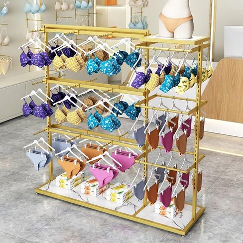 Boutique Underwear Retail Display Racks, Garment Rack, Floor-Standing Bra Slippers Socks Shorts Accessories Storage Shelf, Clothing Store Commercial Shelves ( Color : Gold , Size : 130x40x130CM/51.19x in Saudi Arabia