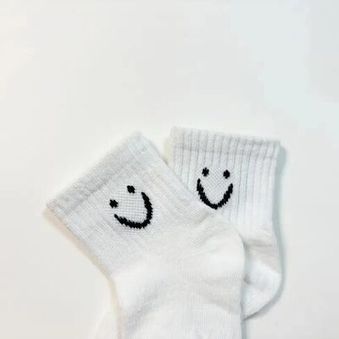 Toddler Boys Girls Crew Socks, Happy Face Unisex Kids Soft Cotton Solid Color Dress Ankle Socks, Pack of 5 in Saudi Arabia