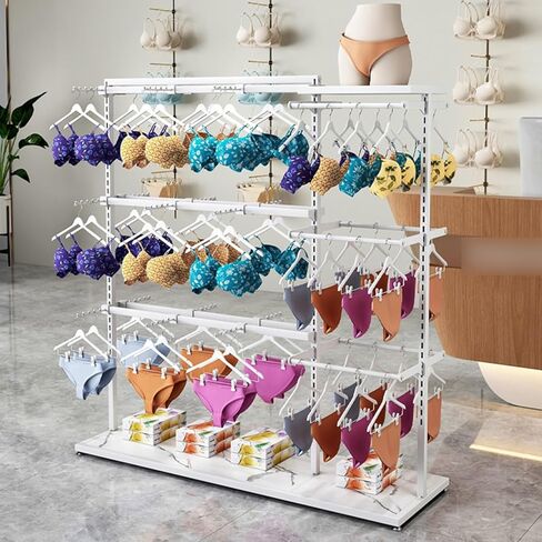 Boutique Underwear Retail Display Racks, Garment Rack, Floor-Standing Bra Slippers Socks Shorts Accessories Storage Shelf, Clothing Store Commercial Shelves ( Color : Gold , Size : 130x40x130CM/51.19x in Saudi Arabia