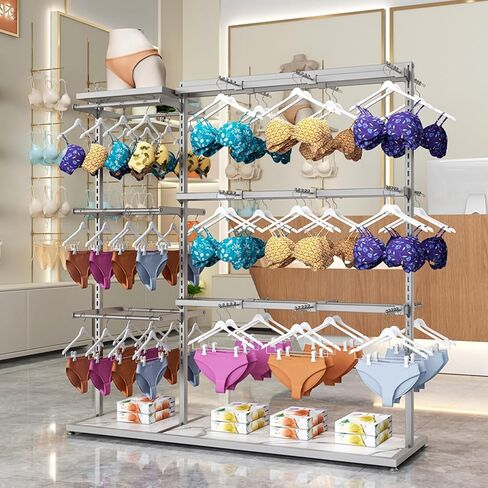 Boutique Underwear Retail Display Racks, Garment Rack, Floor-Standing Bra Slippers Socks Shorts Accessories Storage Shelf, Clothing Store Commercial Shelves ( Color : Gold , Size : 130x40x130CM/51.19x in Saudi Arabia