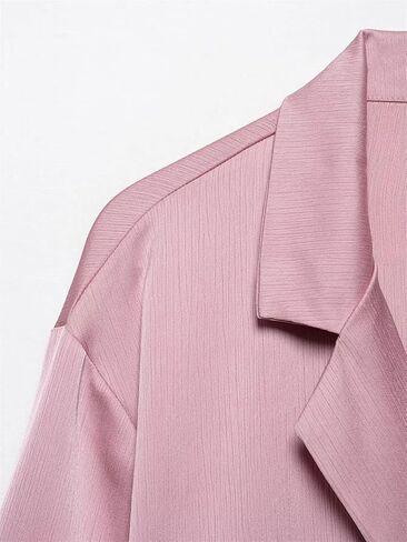 Women's Lapel Single-Breasted Satin Short-Sleeved Shirt Wide-Leg Pants Home Two-Piece Suit in Saudi Arabia