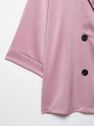 Women's Lapel Single-Breasted Satin Short-Sleeved Shirt Wide-Leg Pants Home Two-Piece Suit in Saudi Arabia