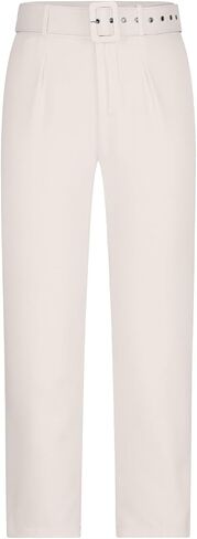 Women's Straight Belted High-Waisted Trousers Casual Stretch Slim Fit Suit Pants Business Work Office Long Pant in Kuwait