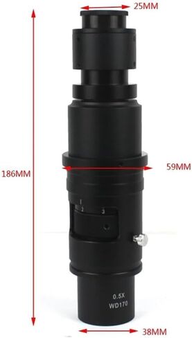 Microscope Kit Industrial Video Monocular Microscope C-Mount Lens 90X 180X 300X Magnifier Continuous Zoom Full Focus for HDMI VGA USB Camera Microscope Lens Adapters(WD170 Lens) in Saudi Arabia