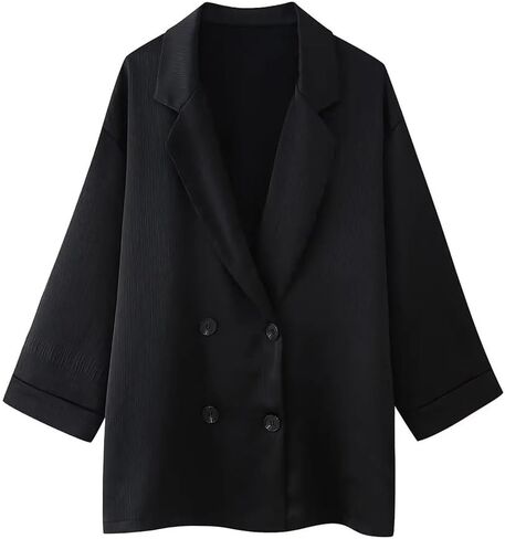 Women's Lapel Single-Breasted Satin Short-Sleeved Shirt Wide-Leg Pants Home Two-Piece Suit in Saudi Arabia