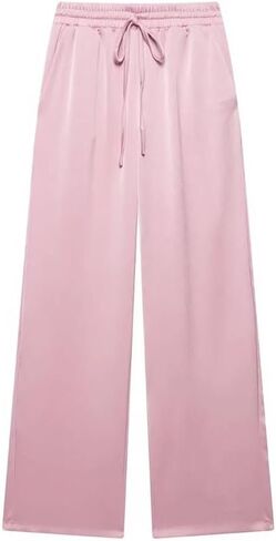 Women's Lapel Single-Breasted Satin Short-Sleeved Shirt Wide-Leg Pants Home Two-Piece Suit in Saudi Arabia