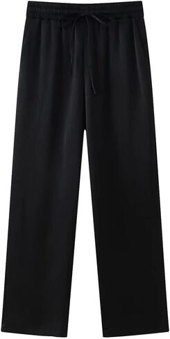 Women's Lapel Single-Breasted Satin Short-Sleeved Shirt Wide-Leg Pants Home Two-Piece Suit in Saudi Arabia