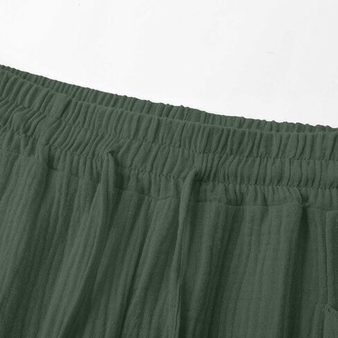 Women's Open Bottom Cotton Linen Capri Pants Wide Leg Casual Knee Palazzo Pant Loose Fit Drawstring Sweatpants in Saudi Arabia