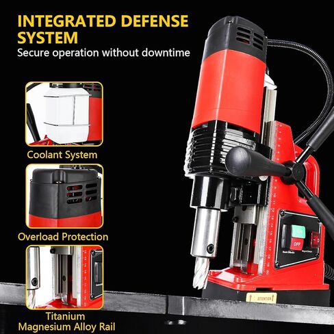1400W Press Magnetic Drill Press مع قطر 2 بوصة ، 2922 رطل تدريبات معدنية محمولة ، 810 دورة في الدقيقة 10 سرعات ومتغيرة سريعة ، 11 بتات الحفر لعوارض الصلب/تجديد المنزل in Kuwait