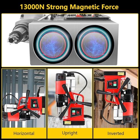 1400W Press Magnetic Drill Press مع قطر 2 بوصة ، 2922 رطل تدريبات معدنية محمولة ، 810 دورة في الدقيقة 10 سرعات ومتغيرة سريعة ، 11 بتات الحفر لعوارض الصلب/تجديد المنزل in Kuwait