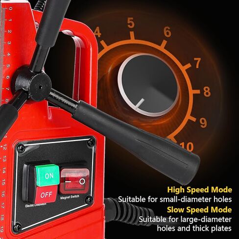 1400W Press Magnetic Drill Press مع قطر 2 بوصة ، 2922 رطل تدريبات معدنية محمولة ، 810 دورة في الدقيقة 10 سرعات ومتغيرة سريعة ، 11 بتات الحفر لعوارض الصلب/تجديد المنزل in Kuwait