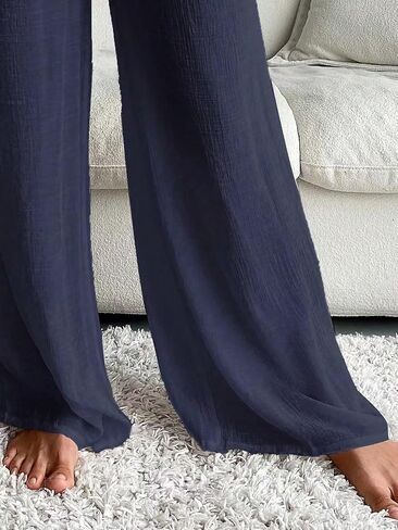 Women Swimsuit Cover Up Summer Beach Solid Belted Wide Leg Pants in Saudi Arabia
