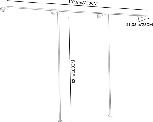 Boutique Clothes Rack, Wall Mounted Garment Racks, Clothing Store Hanging System, Retail Display Racks, Stainless Steel Pipe Shirts Dress Suit Storage Commercial Shelves (Color : Silver, Si in Saudi Arabia